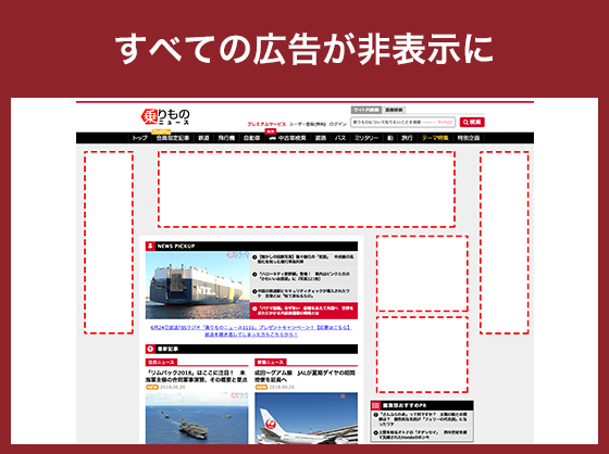 すべての広告が非表示に