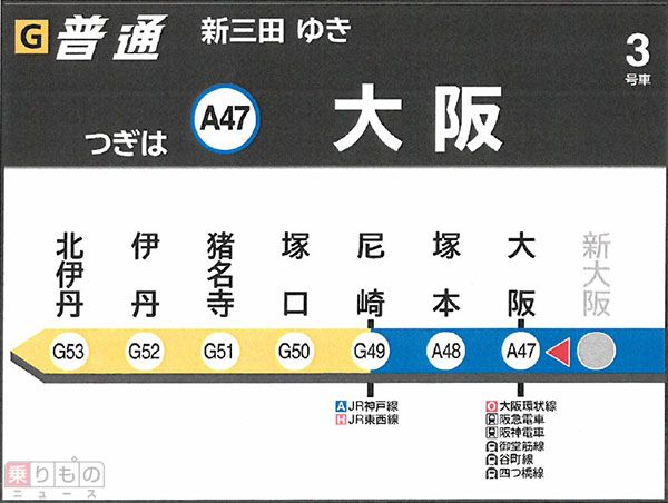 新大阪「A46」宝塚「G56」 近畿圏12路線に駅ナンバー導入へ JR