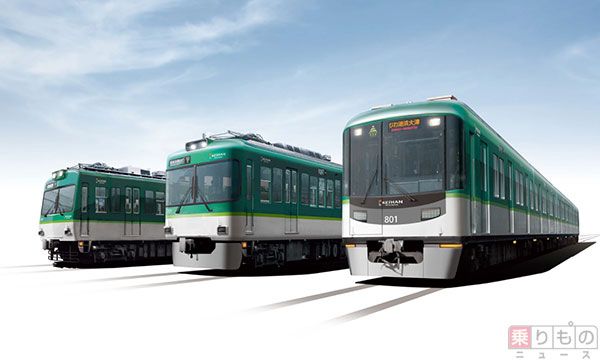 京阪大津線の車両、カラー変更へ 京阪線の一般車両とデザイン統一