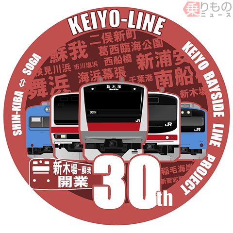 JR京葉線で記念ヘッドマーク列車運転 新木場～蘇我間が開業30