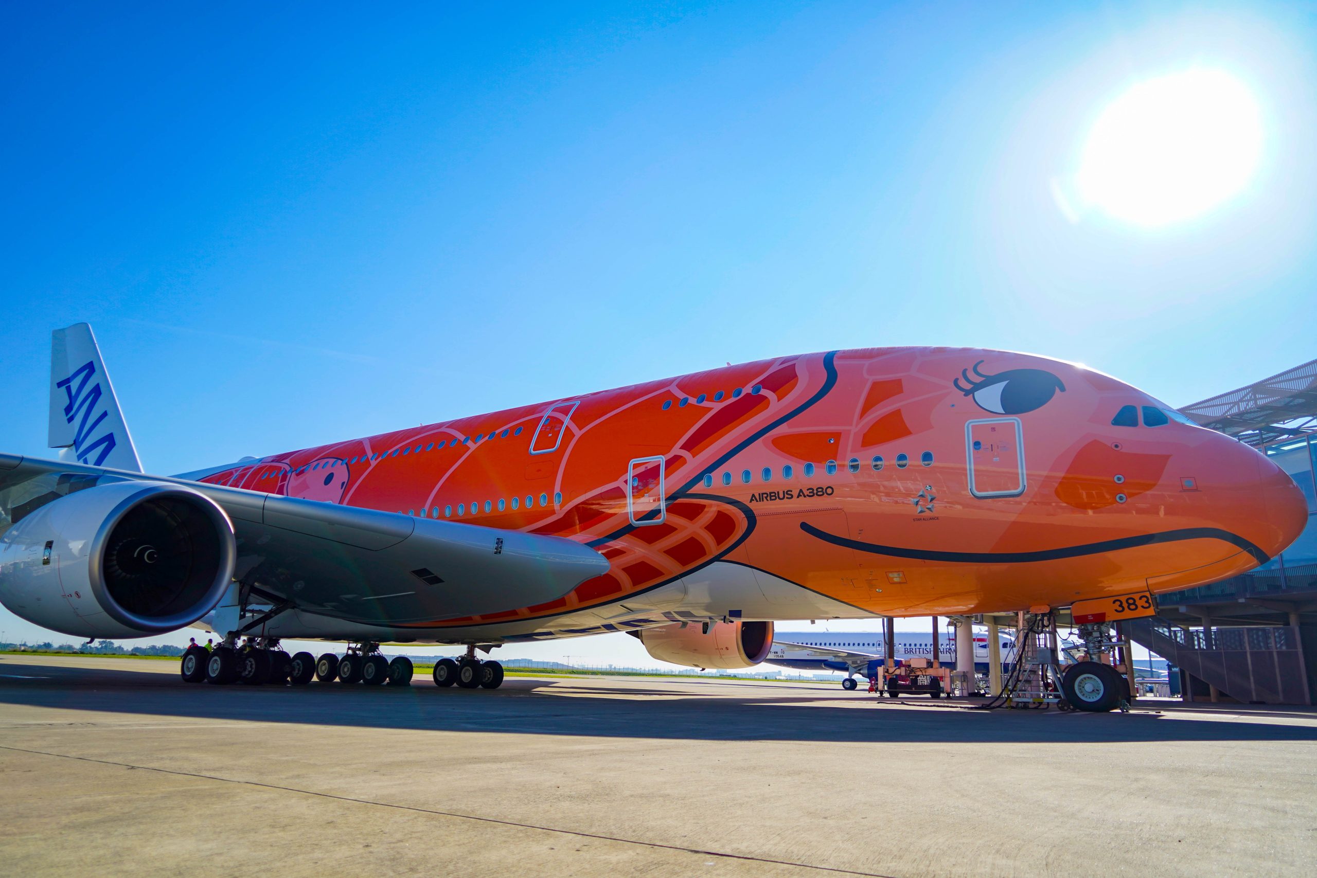 1/400 a380　ana 3機セット 全日空商事 A380 ANA 全日空 FLYING HONU サンセットオレンジ