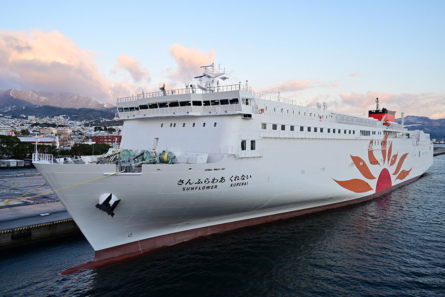 ついに姿現した巨大LNGフェリー「さんふらわあ」 別府の新ターミナルも